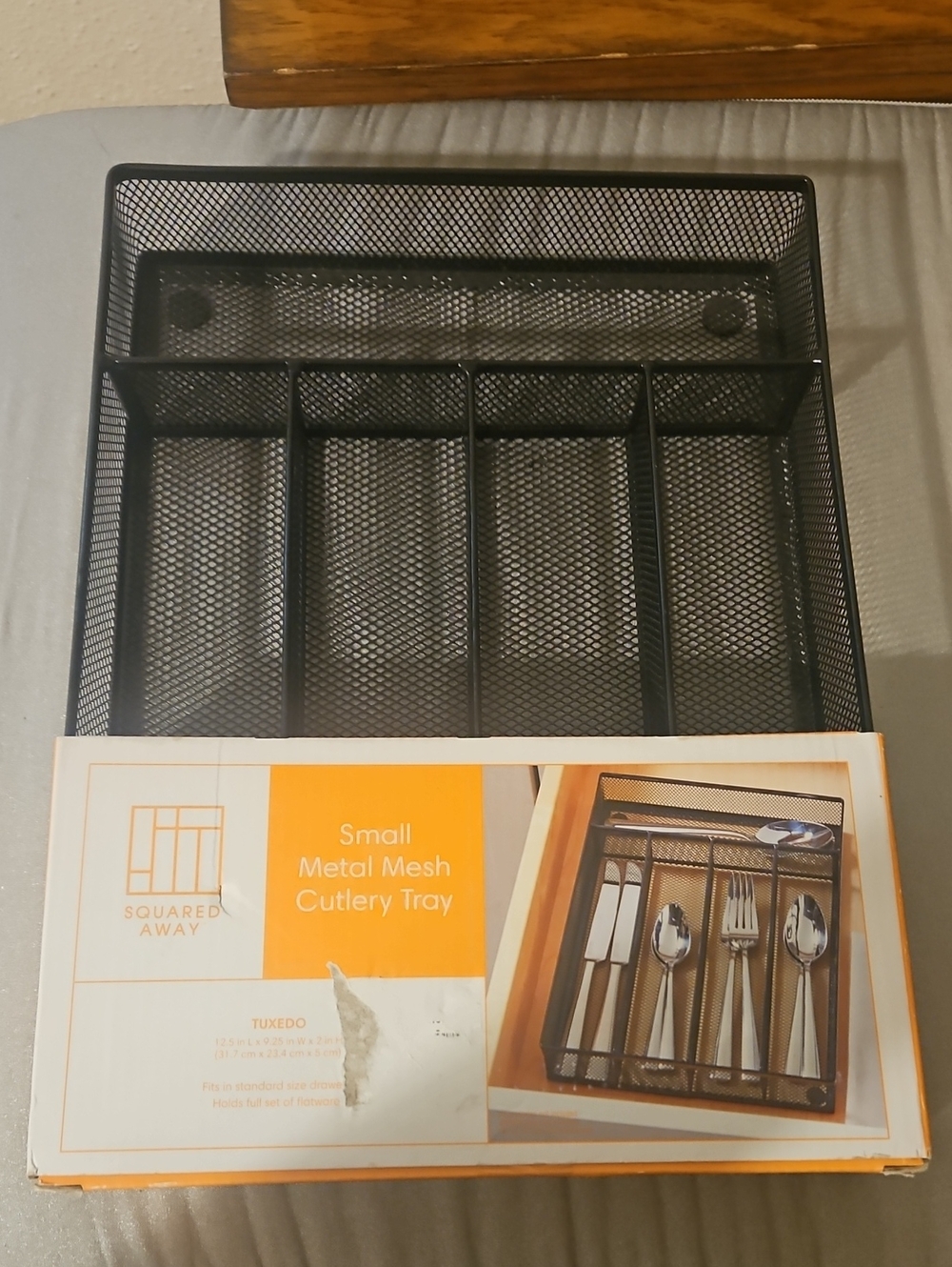 Small Mesh Cutlery Tray in Black